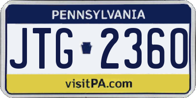 PA license plate JTG2360