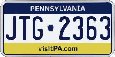 PA license plate JTG2363