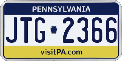 PA license plate JTG2366