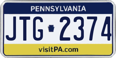 PA license plate JTG2374