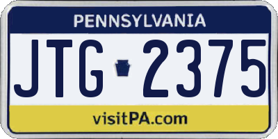 PA license plate JTG2375