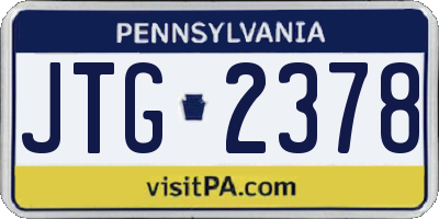 PA license plate JTG2378