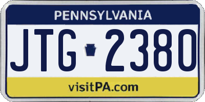 PA license plate JTG2380