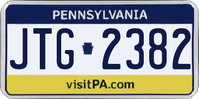 PA license plate JTG2382