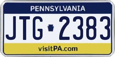 PA license plate JTG2383