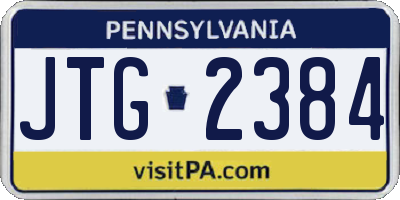 PA license plate JTG2384