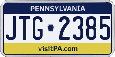 PA license plate JTG2385