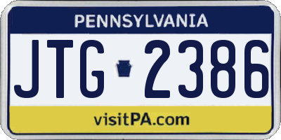 PA license plate JTG2386