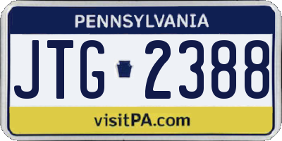 PA license plate JTG2388