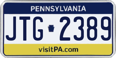 PA license plate JTG2389