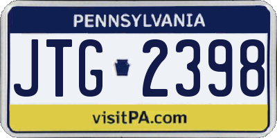 PA license plate JTG2398