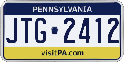 PA license plate JTG2412