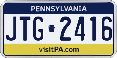 PA license plate JTG2416