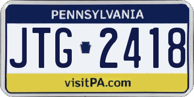 PA license plate JTG2418
