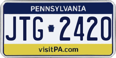 PA license plate JTG2420