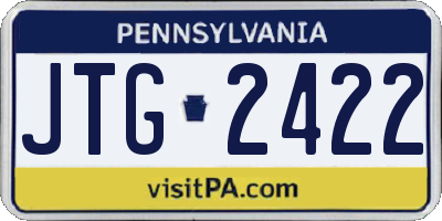 PA license plate JTG2422