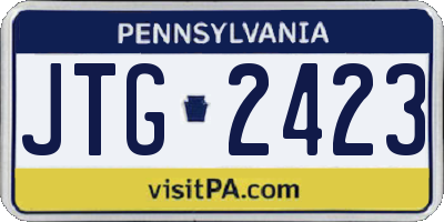 PA license plate JTG2423