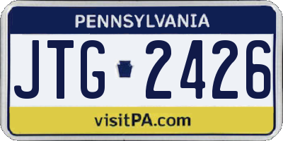 PA license plate JTG2426