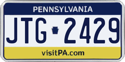 PA license plate JTG2429