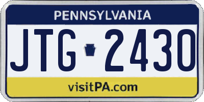 PA license plate JTG2430