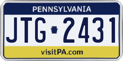PA license plate JTG2431