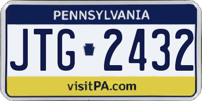 PA license plate JTG2432