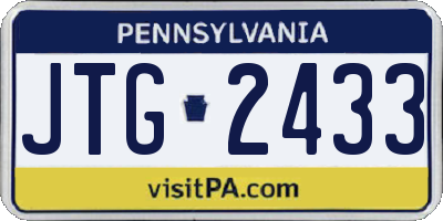 PA license plate JTG2433
