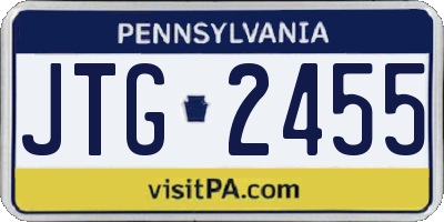 PA license plate JTG2455