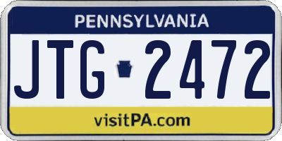 PA license plate JTG2472