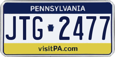PA license plate JTG2477