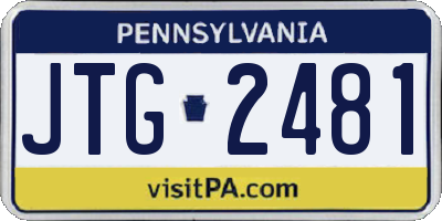 PA license plate JTG2481