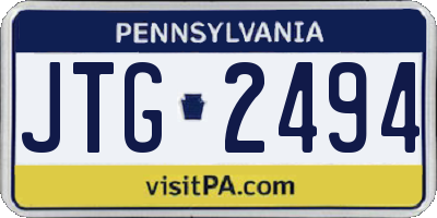 PA license plate JTG2494