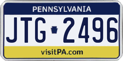 PA license plate JTG2496