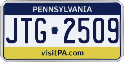 PA license plate JTG2509