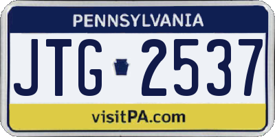 PA license plate JTG2537