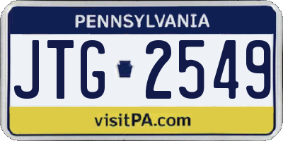 PA license plate JTG2549