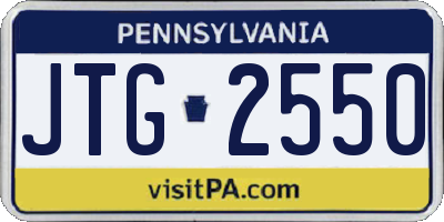 PA license plate JTG2550