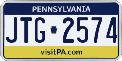 PA license plate JTG2574