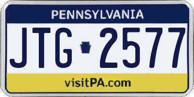 PA license plate JTG2577