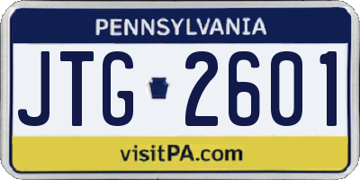 PA license plate JTG2601