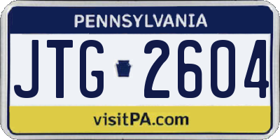 PA license plate JTG2604