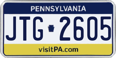 PA license plate JTG2605