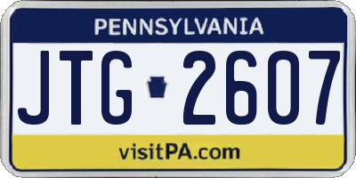 PA license plate JTG2607