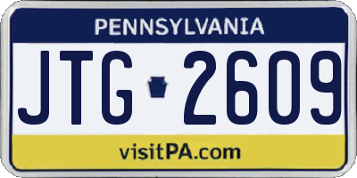 PA license plate JTG2609