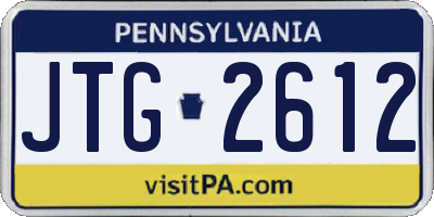 PA license plate JTG2612