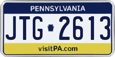 PA license plate JTG2613