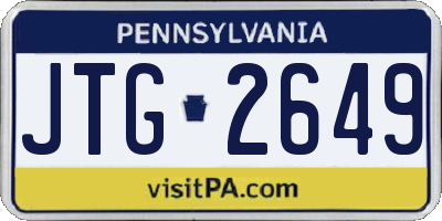 PA license plate JTG2649