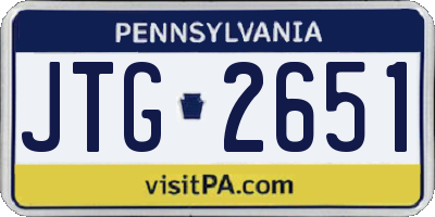PA license plate JTG2651