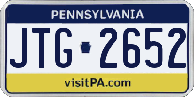 PA license plate JTG2652