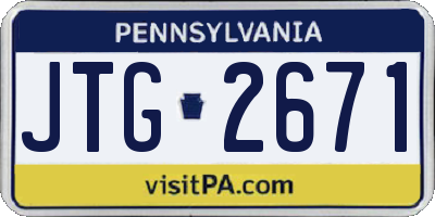 PA license plate JTG2671